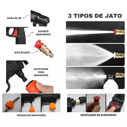 HIDROLAVADORA PORTÁTIL DE ALTA PRESIÓN Manguera de 5m + Batería Recargable