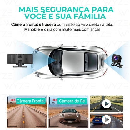 WyzeAuto - Sistema multimedia portátil con Cámara Frontal + Cámara de Retroceso DE REGALO