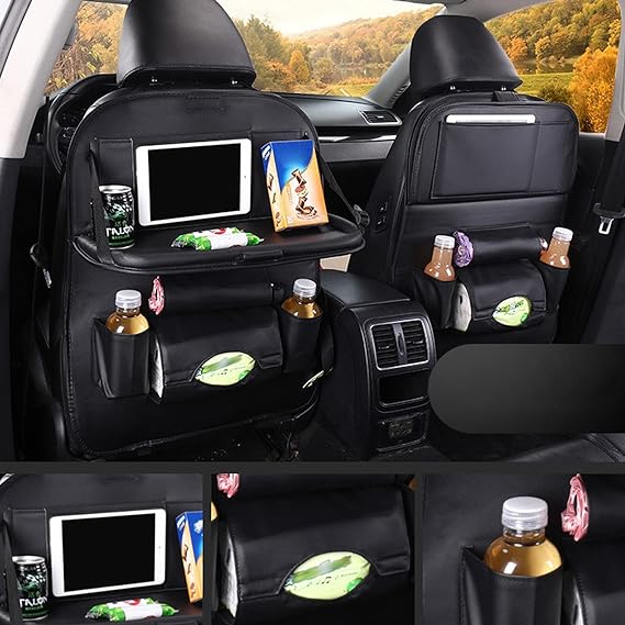 Organizador Trasero de Cuero para Auto con Mesa Plegable